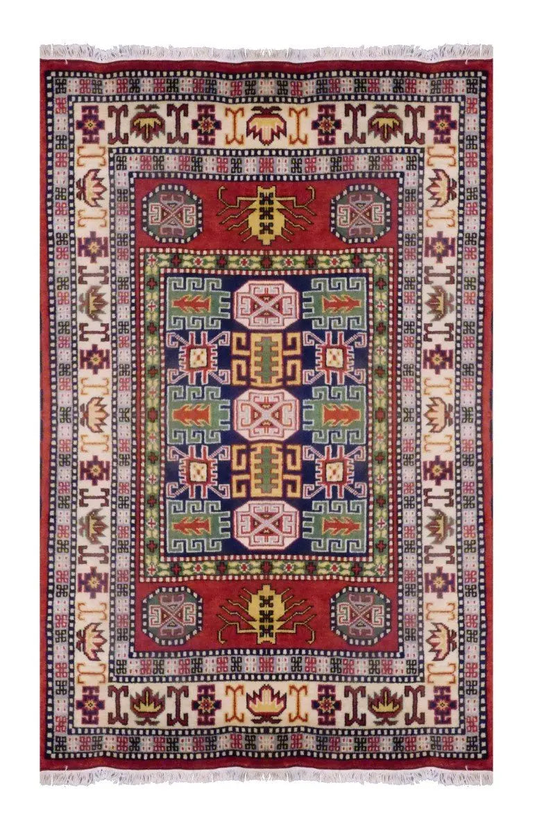 One Of The Kind Indian Hand-Knotted Rug 6'6 X 4'9